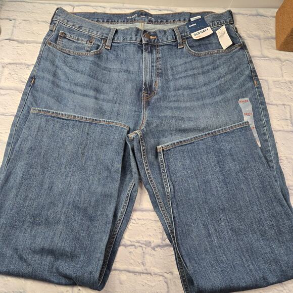 NWT Old Navy Jeans Basic Loose Flex Straight Blue Medium Wash size 42x32 - Picture 9 of 13